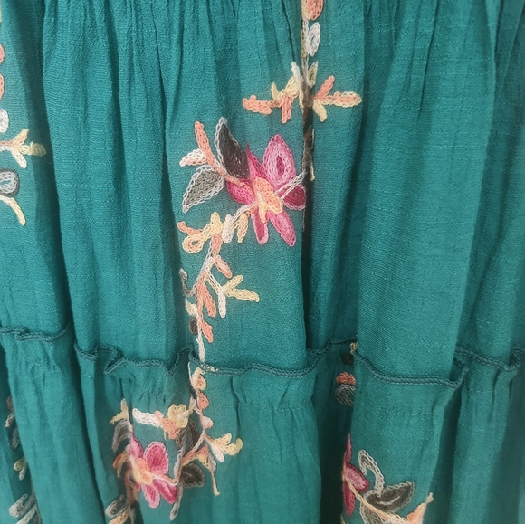 Anthropologie Size 2X Kindred green floral embroidery maxi dress - Picture 5 of 11